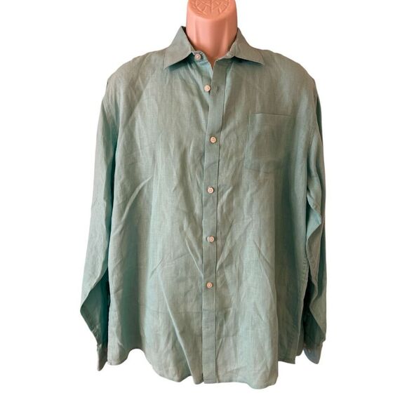 CLAIBORNE Men's Island Tropical Vacation Linen Button Down Shirt Size Large - Picture 1 of 6